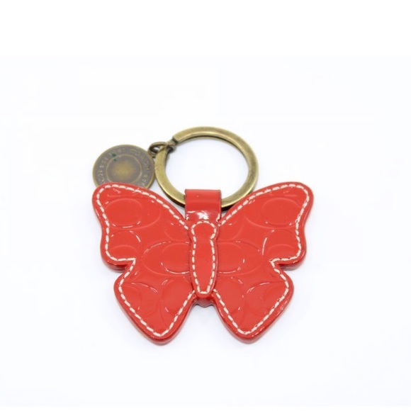 Coach Accessories - Vintage Coach Embossed Sig C Red Patent Leather Butterfly Keyring/ Bag Charm